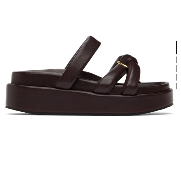 Dries Van Noten Leather Burgundy Brown Platform Flat Sandals Size 36.5 - Picture 8 of 8